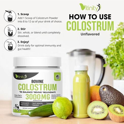 مسحوق اللبأ البقري الذي يتغذى على العشب للبشر - مكمل اللبأ IgG الطبيعي لصحة الأمعاء ودعم المناعة وتعافي العضلات والعافية | اللبأ النقي سوبر فود، بدون نكهة (90 جرام) in Kuwait