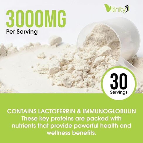 مسحوق اللبأ البقري الذي يتغذى على العشب للبشر - مكمل اللبأ IgG الطبيعي لصحة الأمعاء ودعم المناعة وتعافي العضلات والعافية | اللبأ النقي سوبر فود، بدون نكهة (90 جرام) in Kuwait