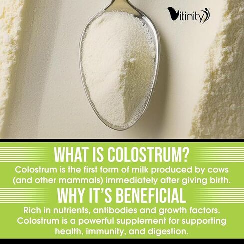 مسحوق اللبأ البقري الذي يتغذى على العشب للبشر - مكمل اللبأ IgG الطبيعي لصحة الأمعاء ودعم المناعة وتعافي العضلات والعافية | اللبأ النقي سوبر فود، بدون نكهة (90 جرام) in Kuwait