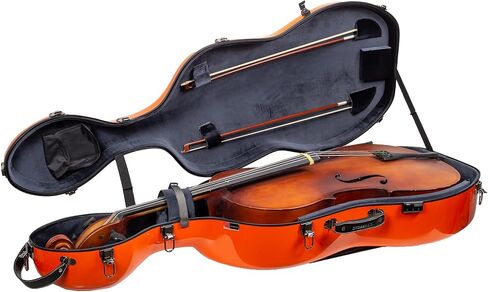 Crossrock Fiberglass Cello Case with Wheels - Fits 4/4 Full Size Cello - Includes Padded Music Pouch, 3 Handles, Removable Shoulder Straps- Milky White (CRF2020CEFMW) in Kuwait