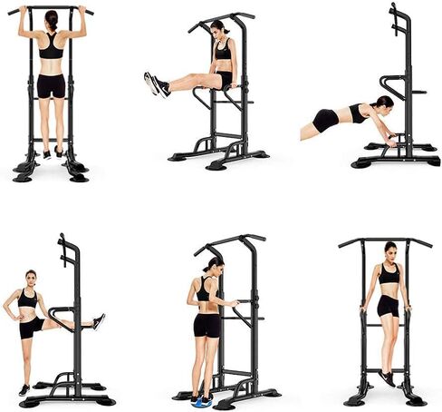 سوجيسهوم باور تاور قابل للتعديل لارتفاع المدرب، محطة غمس للمدرب، قضيب سحب وحامل غمس، محطة تدريب لياقة بدنية متعددة الوظائف لمعدات اللياقة البدنية في صالة الألعاب الرياضية المنزلية in Kuwait