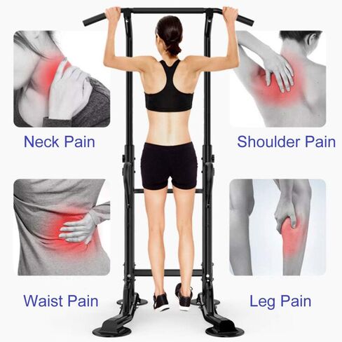 سوجيسهوم باور تاور قابل للتعديل لارتفاع المدرب، محطة غمس للمدرب، قضيب سحب وحامل غمس، محطة تدريب لياقة بدنية متعددة الوظائف لمعدات اللياقة البدنية في صالة الألعاب الرياضية المنزلية in Kuwait