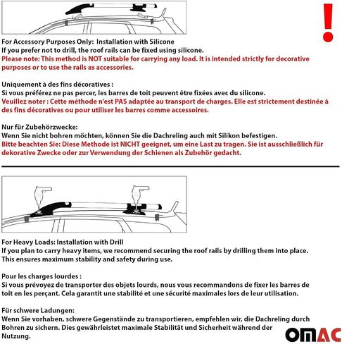 OMAC Aluminium Roof Rack Side Rails for Nissan NV200 2013-2021 Black 2X Alu in Saudi Arabia