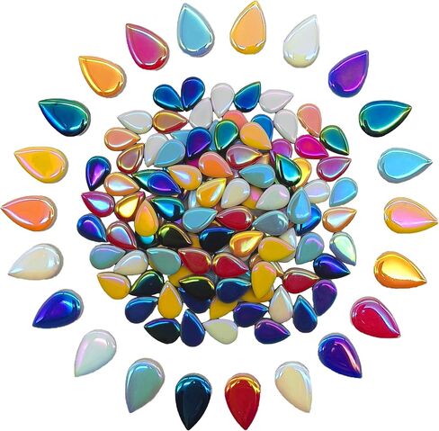 Ceramic Mosaic Tiles for Crafts, 7oz Assorted Colors Petal Mosaic Tiles Ceramic for Art Supplies, Mosaic Making Kit for DIY Hobbies Children Handmade Home Decoration Art Projects (Drop)…… in Kuwait
