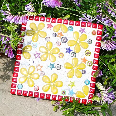 Ceramic Mosaic Tiles for Crafts, 7oz Assorted Colors Petal Mosaic Tiles Ceramic for Art Supplies, Mosaic Making Kit for DIY Hobbies Children Handmade Home Decoration Art Projects (Drop)…… in Kuwait