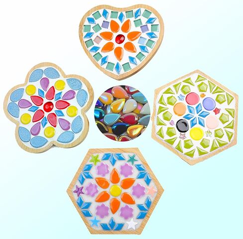 Ceramic Mosaic Tiles for Crafts, 7oz Assorted Colors Petal Mosaic Tiles Ceramic for Art Supplies, Mosaic Making Kit for DIY Hobbies Children Handmade Home Decoration Art Projects (Drop)…… in Kuwait