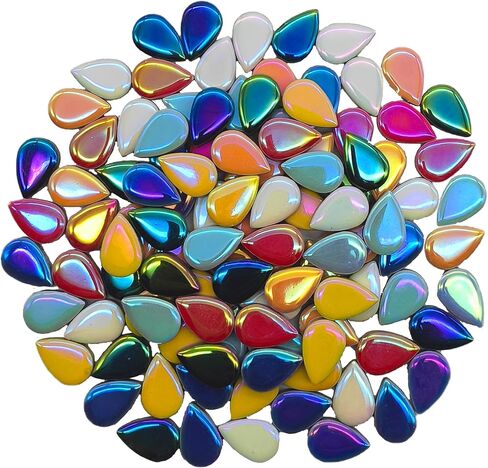 Ceramic Mosaic Tiles for Crafts, 7oz Assorted Colors Petal Mosaic Tiles Ceramic for Art Supplies, Mosaic Making Kit for DIY Hobbies Children Handmade Home Decoration Art Projects (Drop)…… in Kuwait