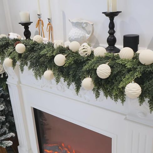 Senjie 12pcs كرات عيد الميلاد المخملية توافد شجرة عيد الميلاد 3.15 بوصة زخارف الكرات البلاستيكية الكريمة الزخارف الشنق in Kuwait