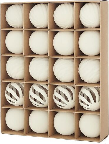 Senjie 12pcs كرات عيد الميلاد المخملية توافد شجرة عيد الميلاد 3.15 بوصة زخارف الكرات البلاستيكية الكريمة الزخارف الشنق in Kuwait