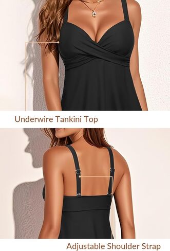 TANKINI للسيدات في TANKINI فقط- تويست v الرقبة ملابس السباحة أعلى بدلة الاستحمام من أعلى لا يوجد أسفل 2025 in Saudi Arabia