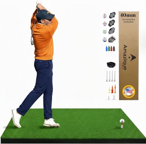 38mm Premium 5x4 Golf Mat- Trusted by PGA Pros, Extra Thick Grass Turf for Indoor/Outdoor Practice - Durable, Non-Slip Design Including Golf Accessories - Golf Gifts for Men, Women, Kids in Saudi Arabia
