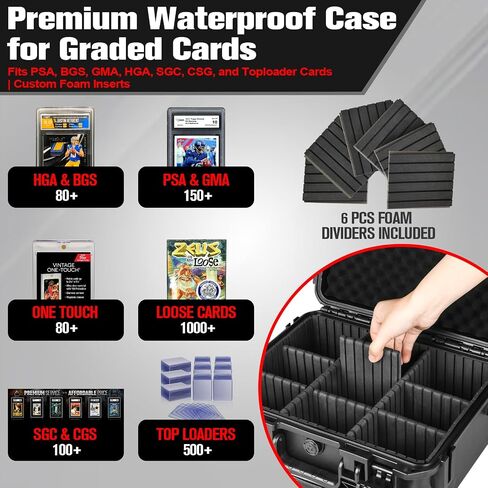 Trading Card Case Storage Box - Sports Cards Box for PSA Slabs Top Loaders, Baseball Card Storage, Basketball Graded Cards Storage Boxes, Waterproof Hard Case Cards Boxes with 4 Dividers DIY (300+) in Saudi Arabia