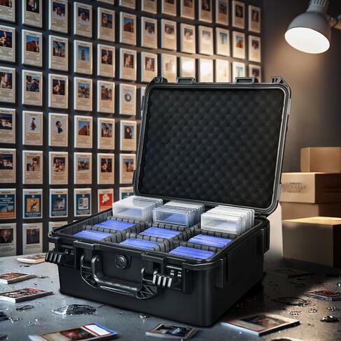 Trading Card Case Storage Box - Sports Cards Box for PSA Slabs Top Loaders, Baseball Card Storage, Basketball Graded Cards Storage Boxes, Waterproof Hard Case Cards Boxes with 4 Dividers DIY (300+) in Saudi Arabia