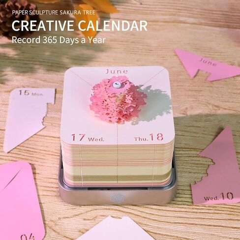 3D Memo Pad Time Piece Calendar 2025,3D Calendar Memo Pad DIY Notes Notepad Paper Carving Art Green Tree House,2025 Desk Calendar With LED Lights in Kuwait