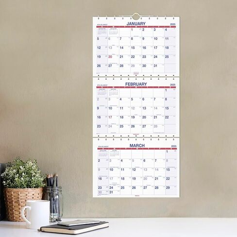AT-A-GLANCE 2026 Wall Calendar, 12" x 26.5", Large, Three-Month, Move-A-Page (PMLF112826) in Saudi Arabia