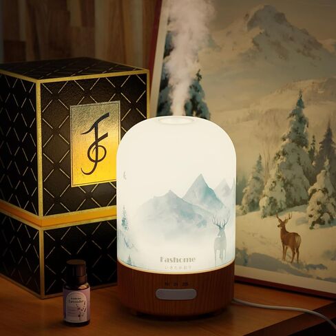 Essential Oil Diffuser Handmade Glass, Quiet 6-in-1 High-End Humidifier, Home Aromatherapy Fragrant Aroma Diffuser with Multiple LED Light Modes Timer and Auto-Off Safety Switch, Gift Choice in Kuwait