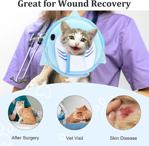 Cat Collar Cute Cat Recovery Collar Breathable Adjustable Soft Lightweight Pet Neck to Stop Licking Scratching After Surgery for Pets Dogs Kittes in Saudi Arabia