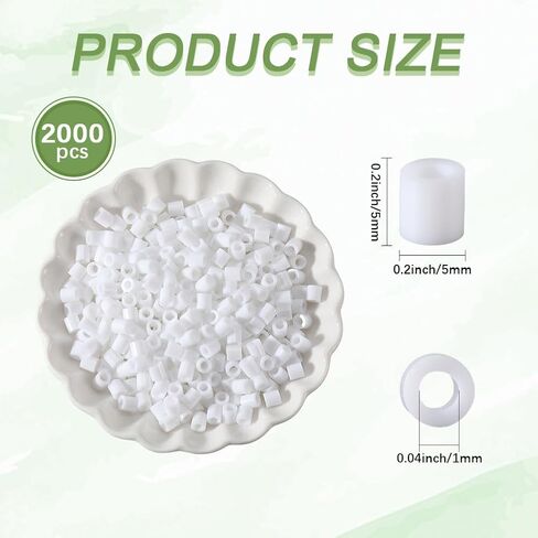 1 Box 2000 Pieces Fuse Beads Bulk 5mm Melting Beads Craft Black and White Plastic Tube Melty Compatible Bead Hama Bead Refills for DIY Crafts Handmade Decoration Holiday Creative Gifts in Kuwait