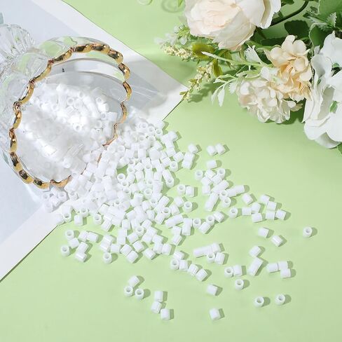 1 Box 2000 Pieces Fuse Beads Bulk 5mm Melting Beads Craft Black and White Plastic Tube Melty Compatible Bead Hama Bead Refills for DIY Crafts Handmade Decoration Holiday Creative Gifts in Kuwait