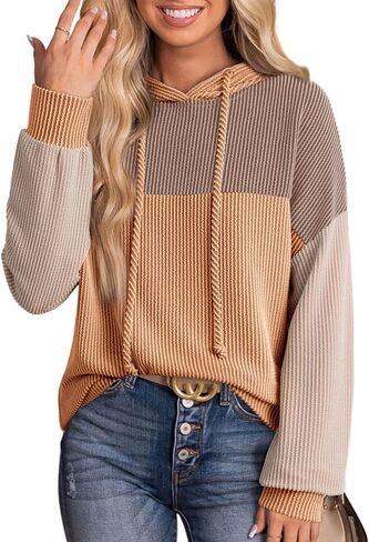 Hoodies Dokotoo للنساء بلوك بلوك من النوع الثقيل ذو الأكمام الطويلة ذات الأكمام الطويلة. in Saudi Arabia