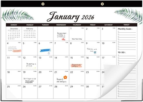 Desk Calendar 2025-2026, 17" x 12" 18 Month Wall Calendar Runs July 2025 to December 2026 Large Desktop Calendar for Home Office Planning Personal Organisers, Green Leaf in Saudi Arabia