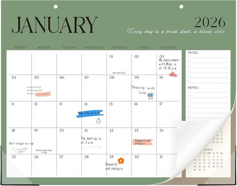 Desk Calendar 2025-2026, 17" x 12" 18 Month Wall Calendar Runs July 2025 to December 2026 Large Desktop Calendar for Home Office Planning Personal Organisers, Green Leaf in Kuwait