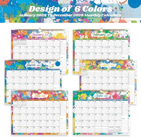 2025-2026 Wall Calendar, Calendar 2025-2026, 18 Month Calendar July 2025 - December 2026, 14.8" X 11.5", Calendar with Twin-Wire Binding, Hanging Hook and Julian Dates (Seasonal Designs) in Kuwait