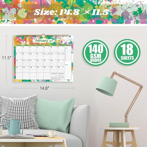 2025-2026 Wall Calendar, Calendar 2025-2026, 18 Month Calendar July 2025 - December 2026, 14.8" X 11.5", Calendar with Twin-Wire Binding, Hanging Hook and Julian Dates (Seasonal Designs) in Kuwait
