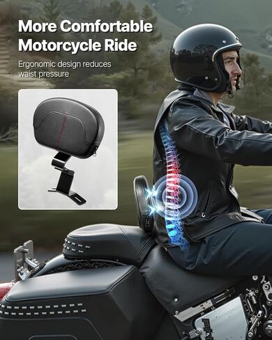 VEVOR Motorcycle Backrest Sissy Bar, Compatible With Harley-Davidson Dana Street Glide Road Glide Road King, 29 inch Height Detachable Passenger Backrest, For Motorcycles, Black in Saudi Arabia