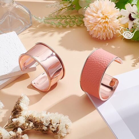 UNICRAFTALE 2pcs Platinum Grooved Bangles Punk Style Wide Band Open Cuff Bangle Adjustable Alloy Wrist Cuff Wrap Bracelet for Gemstone Leather Inlay Bangle Making 34.5mm Wide in Saudi Arabia
