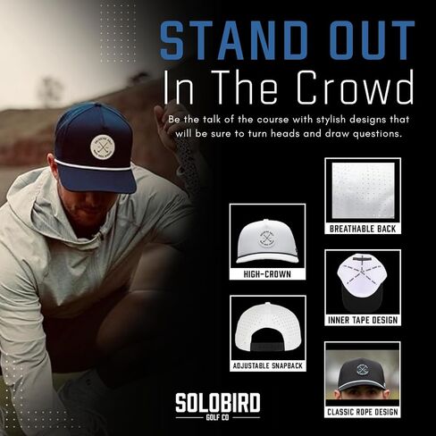 قبعة جولف للرجال - قبعة جولف Snapback - قبعة ممتعة للعب الجولف - قبعة جولف بحبل Snapback للرجال والنساء - اصنع المزيد من الطيور أبيض/أسود in Saudi Arabia