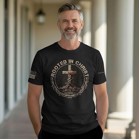 Rooted in Christ Shirt, Jesus Shirts for Men, Christian Shirts for Men, Christian Tshirts 2 in Saudi Arabia
