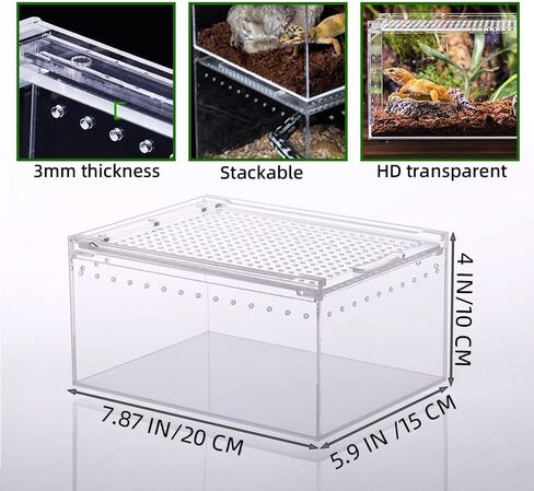 Jumping Spider Enclosure, Integrated Reptile Breeding Box Magnetic Acrylic Reptile Breeding Box for Scorpion Sling Isopods Lizards Roach Invertebrates Insect Mantis(4.1x 3.3X 2.5 inches) in Saudi Arabia