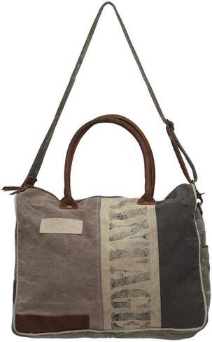 Myra Bag Chimera Vintage Purse - Large Leather and Canvas Purses for Women, Brown, Gray, and Ivory Vintage Patchwork Design, Weekender Shoulder Bag, Large Side Bags for Women in Saudi Arabia