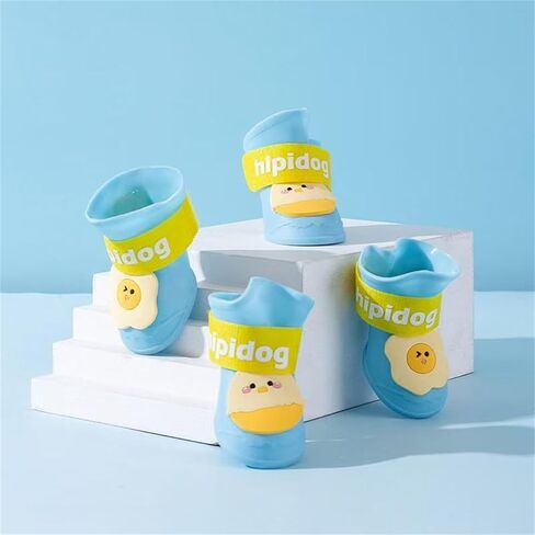 4Pcs Waterproof Dog Boots Dog Shoes for Snow and Rain Teddy Pomeranian Bichon Dogs (Yellow, Small (1-3Ib)) in Saudi Arabia
