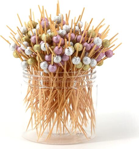 Cocktail Picks 200 Counts Handmade Sticks Wooden ﻿Natural Bamboo Toothpicks Cocktail Sticks Party Supplies (Fruit)… in Kuwait