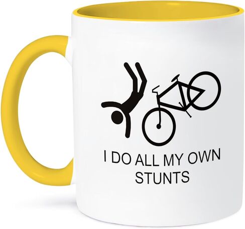 كوب 3dRose I Do All My Own Stunts بلونين، 11 أونصة، أسود in Kuwait
