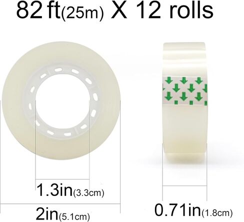 AIMI 24 Rolls Transparent Tape Refills Clear Tapes with Tape Dispenser, All-Purpose Transparent Glossy Tapes for Office, Home, School in Kuwait