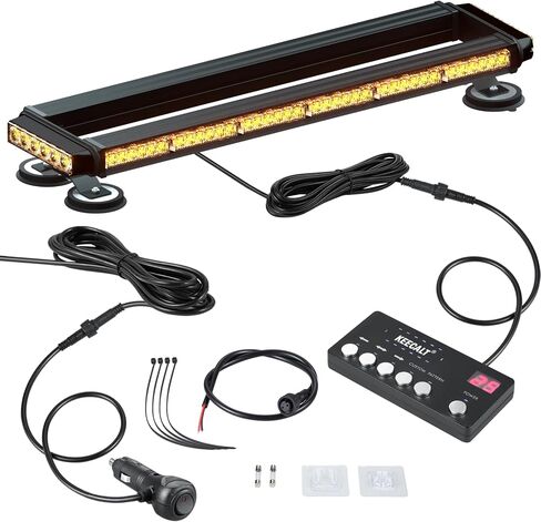 Strong Magnetic 84 LED Amber White Flashing Beacon Lights with Controller for Truck Van Car, 12V 24V Vehicle Roof Warning Safety Emergency Strobe Light Bar in Saudi Arabia