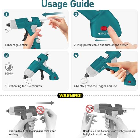 Hot Glue Gun, HHDQYMSG 30pcs Premium Glue Stick, 100W Fast Preheating Construction & Heavy Duty Glue Guns, Hot Glue Gun for School Office DIY Crafts and Home Repairs in Saudi Arabia