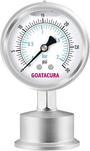 Sanitary Pressure Gauge, 0-60psi, 2.5" Stainless Steel Pressure Gauge, 1.5" Tri Clamp Bottom Connection in Kuwait
