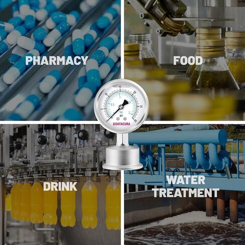 Sanitary Pressure Gauge, 0-60psi, 2.5" Stainless Steel Pressure Gauge, 1.5" Tri Clamp Bottom Connection in Kuwait