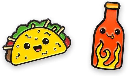 Enamel Pin Set (2 Pins Per Set) for Backpack, Bag, Lapel, Kawaii Button Collector - Corn Dog & Mustard in Kuwait
