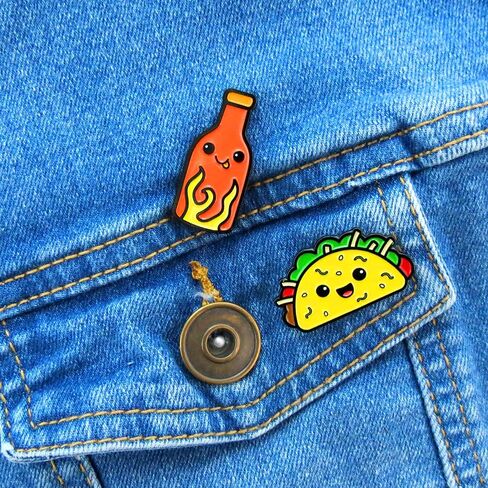Enamel Pin Set (2 Pins Per Set) for Backpack, Bag, Lapel, Kawaii Button Collector - Corn Dog & Mustard in Kuwait