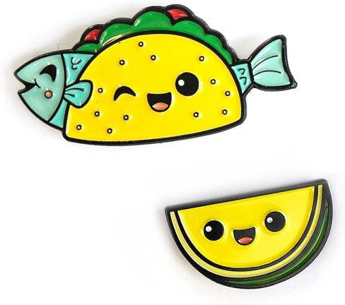 Enamel Pin Set (2 Pins Per Set) for Backpack, Bag, Lapel, Kawaii Button Collector - Corn Dog & Mustard in Kuwait