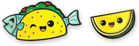 Enamel Pin Set (2 Pins Per Set) for Backpack, Bag, Lapel, Kawaii Button Collector - Corn Dog & Mustard in Kuwait