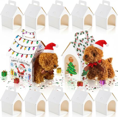 Shinyrelief 24 PCS Dog Party Favors Boxes Cog Dog House على شكل صناديق هدايا مع ثقوب قابلة للطي مع مقبض لجرو PET ANTREMTIN in Kuwait