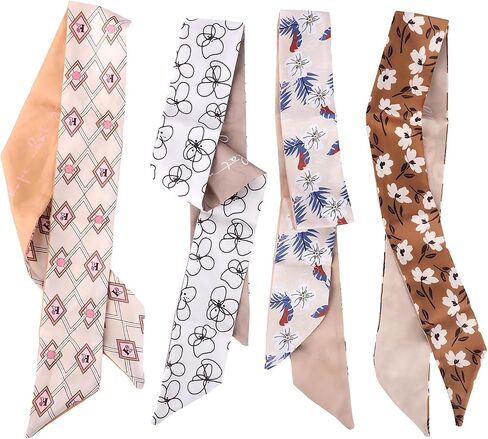 Cavetee 4 PCS الأوشحة للأزياء للنساء ، أو الأوشحة للشعر عصابات الرأس للنساء متعددة الاستخدامات وشعر حقيبة اليد in Kuwait