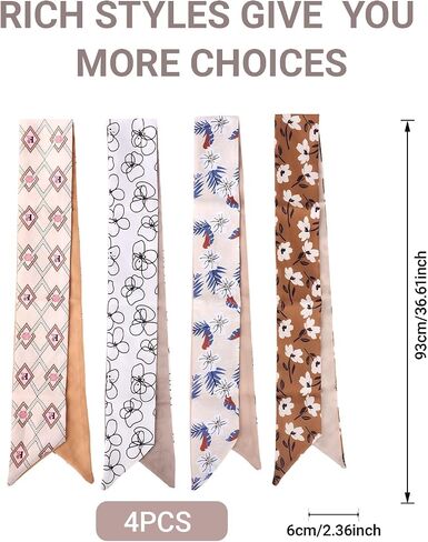 Cavetee 4 PCS الأوشحة للأزياء للنساء ، أو الأوشحة للشعر عصابات الرأس للنساء متعددة الاستخدامات وشعر حقيبة اليد in Kuwait