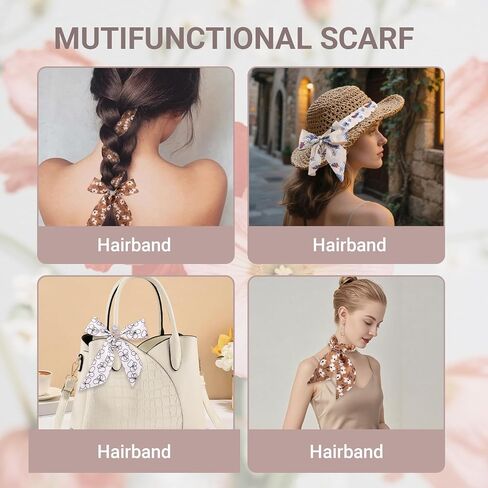 Cavetee 4 PCS الأوشحة للأزياء للنساء ، أو الأوشحة للشعر عصابات الرأس للنساء متعددة الاستخدامات وشعر حقيبة اليد in Kuwait